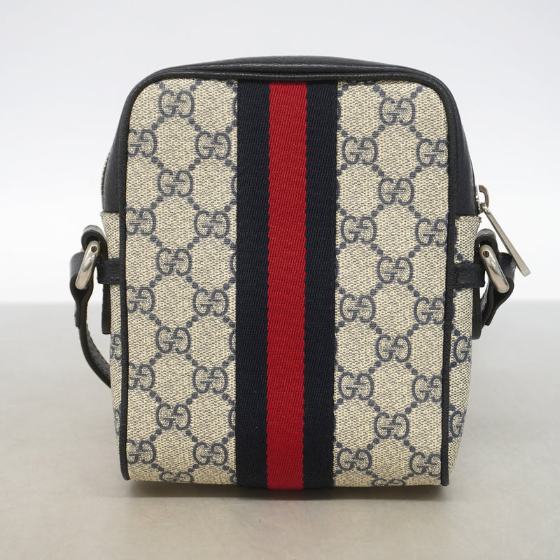【6ib2974】グッチ ショルダーバッグ GGマーモント 59812 レザー ネイビー シルバー金具【中古】レディース