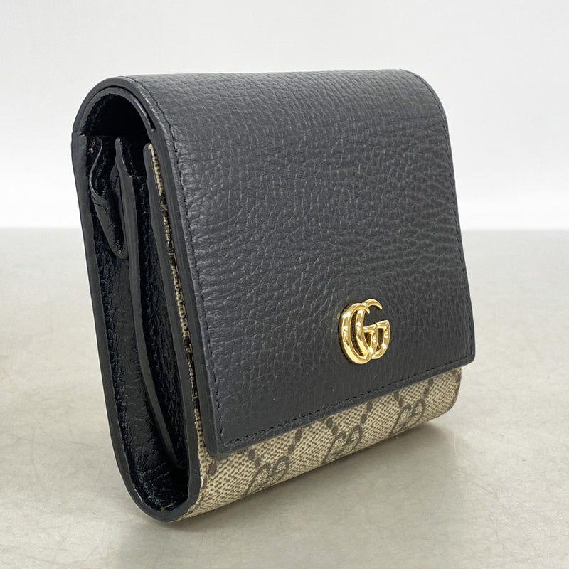 【6ib2983】グッチ 財布 GGマーモント/GGスプリーム 598587 レザー ブラック ベージュ ゴールド金具【中古】レディース