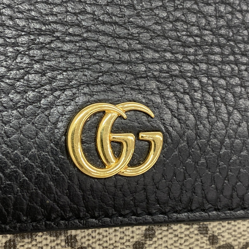 【6ib2983】グッチ 財布 GGマーモント/GGスプリーム 598587 レザー ブラック ベージュ ゴールド金具【中古】レディース