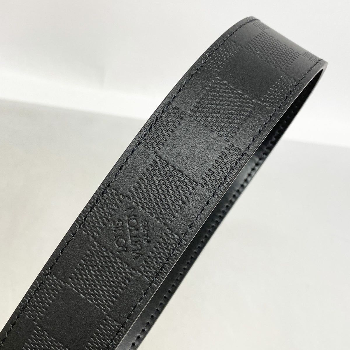 【6ib2992】ルイヴィトン ベルト ダミエ・グラフィット サンチュールスレンダー M9906 ブラック【中古】メンズ