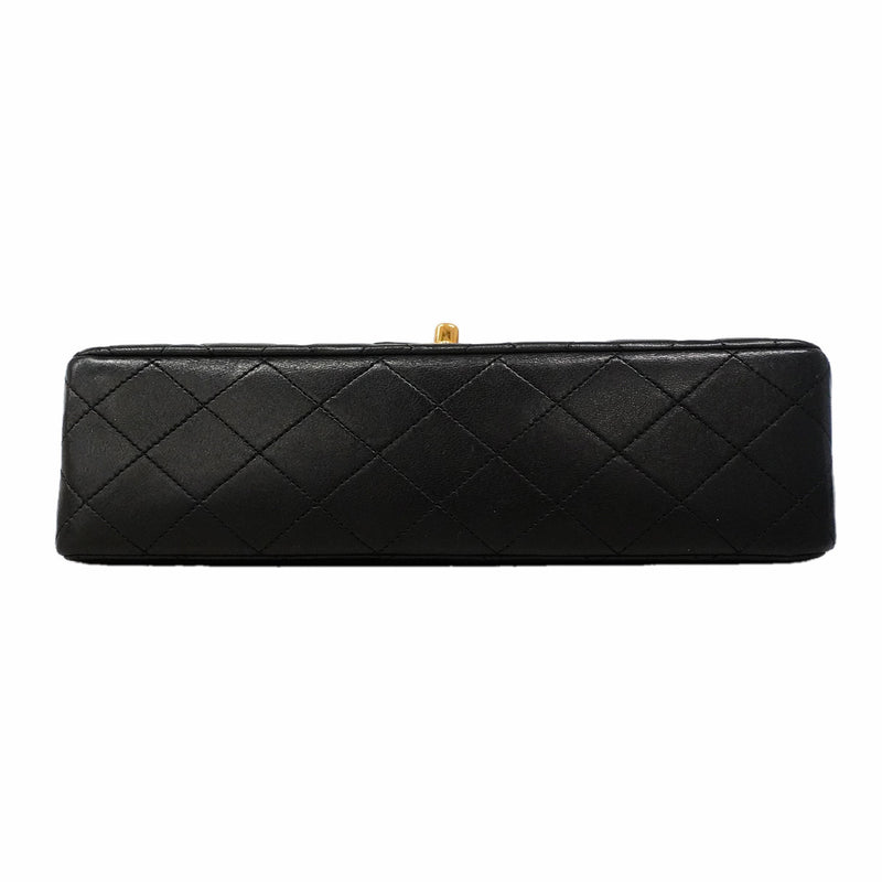 【6ib2994】シャネル ショルダーバッグ マトラッセ Wフラップ Wチェーン ラムスキン ブラック ゴールド金具【中古】レディース