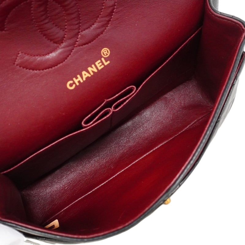 【6ib2994】シャネル ショルダーバッグ マトラッセ Wフラップ Wチェーン ラムスキン ブラック ゴールド金具【中古】レディース