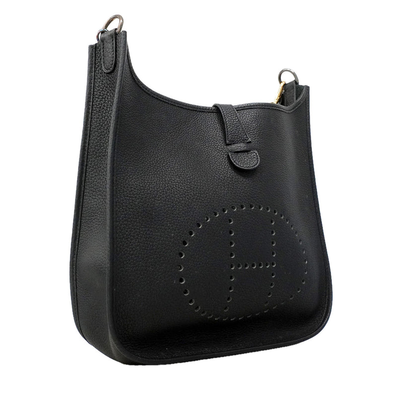 【6ic3006】エルメス ショルダーバッグ エヴリン1GM アルデンヌ ブラック ゴールド金具 □G刻印【中古】レディース