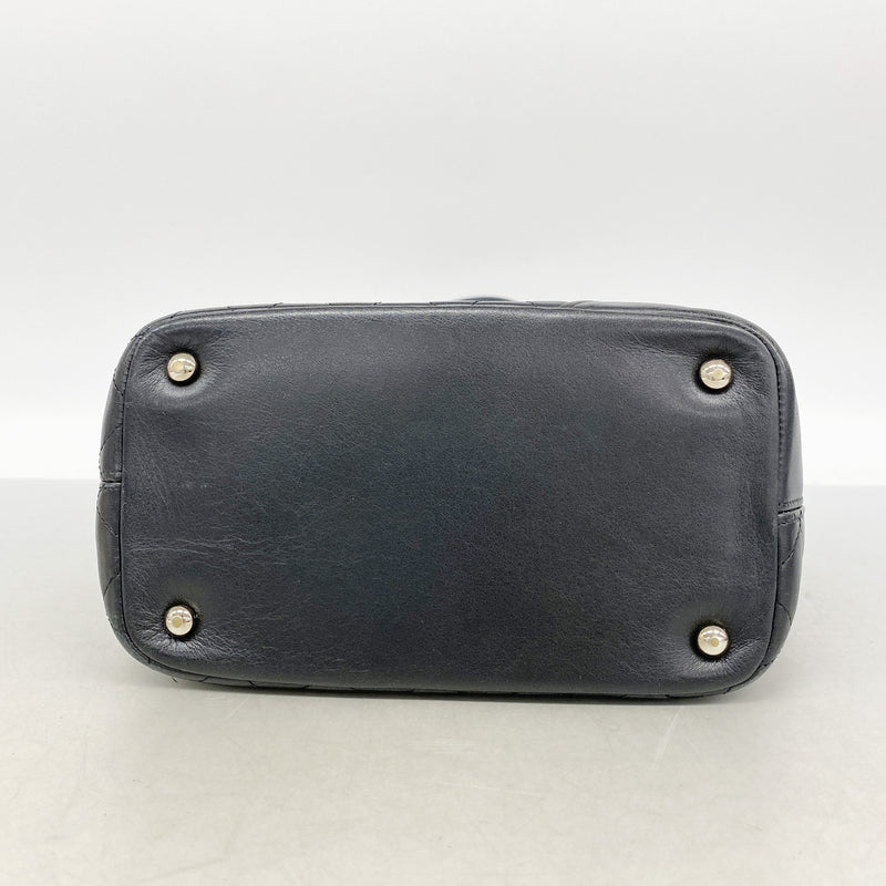 【6ic3018】シャネル トートバッグ カンボン ラムスキン ブラック シルバー金具【中古】レディース