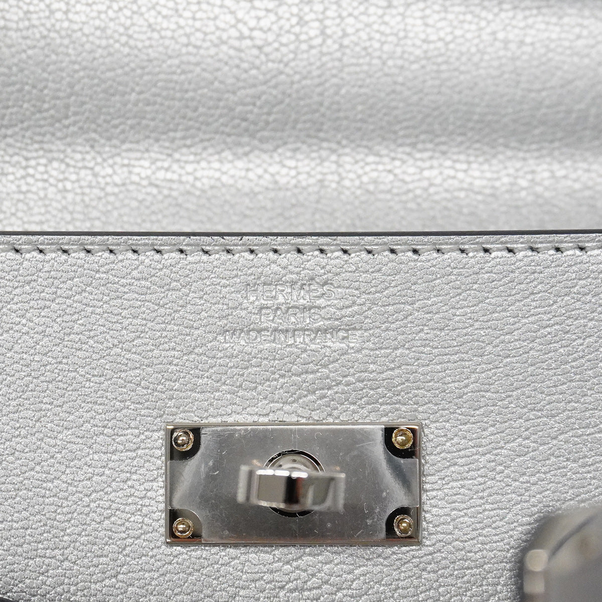 【6ic3028】エルメス ショルダーウォレット ケリーロングトゥーゴー シェーブルシャムキラ アルジャン シルバー金具 K刻印【中古】レディース