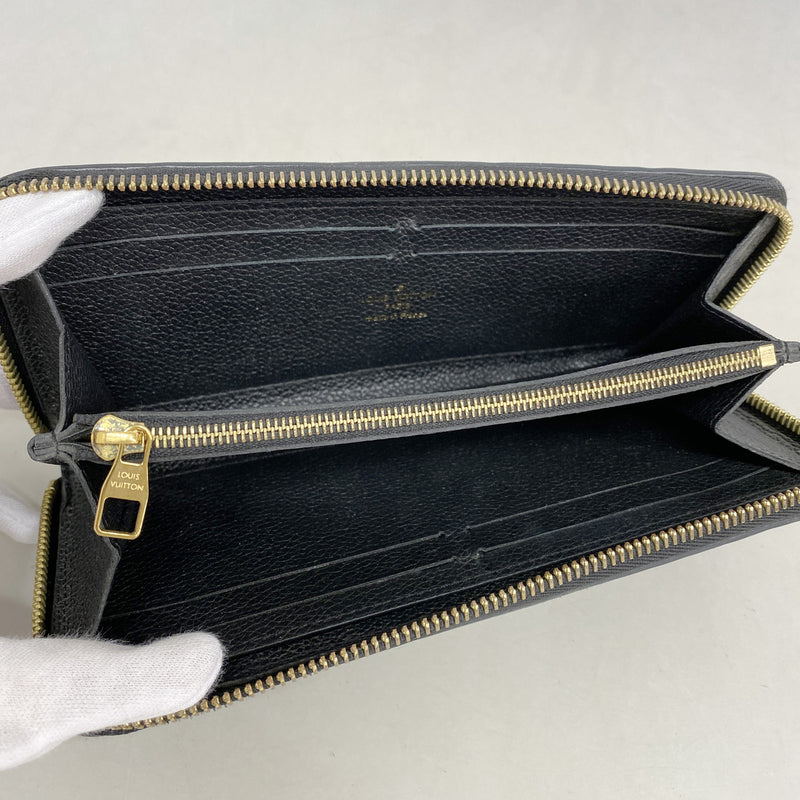 【6ic3064】ルイヴィトン 長財布 モノグラム・アンプラント ポルトフォイユクレマンス M60171 ノワール【中古】レディース
