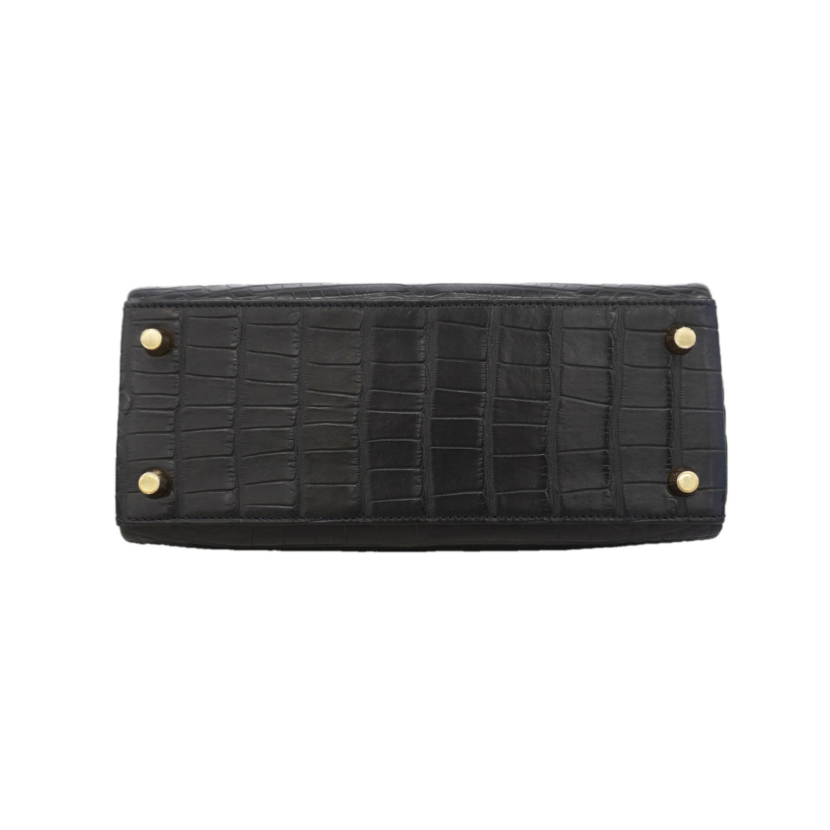 【6ic3076-g】エルメス ハンドバッグ ケリー25 アリゲーターマット ブラック ゴールド金具 K刻印 2wayバッグ【中古】レディース