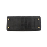 【6ic3076-g】エルメス ハンドバッグ ケリー25 アリゲーターマット ブラック ゴールド金具 K刻印 2wayバッグ【中古】レディース