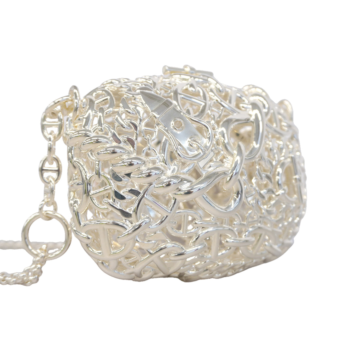 【6ic3078-g】エルメス ショルダーバッグ サックビジューシェーヌダンクル 925 シルバー シルバー金具【中古】レディース