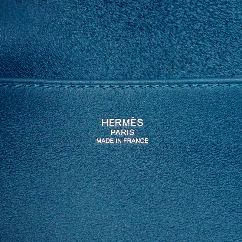 【6ic3094】エルメス ハンドバッグ アルザンミニ スイフト ブルータイ シルバー金具 K刻印 2wayバッグ【中古】レディース