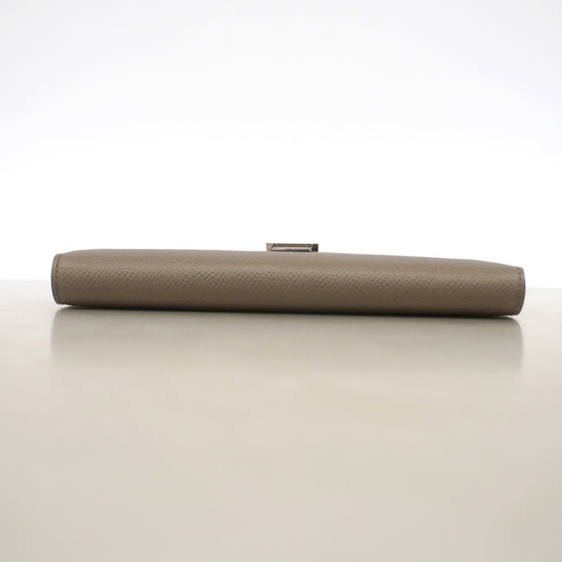 【6ic3098】エルメス 長財布 ベアンスフレ ヴォーエプソン エタン シルバー金具 C刻印【中古】レディース