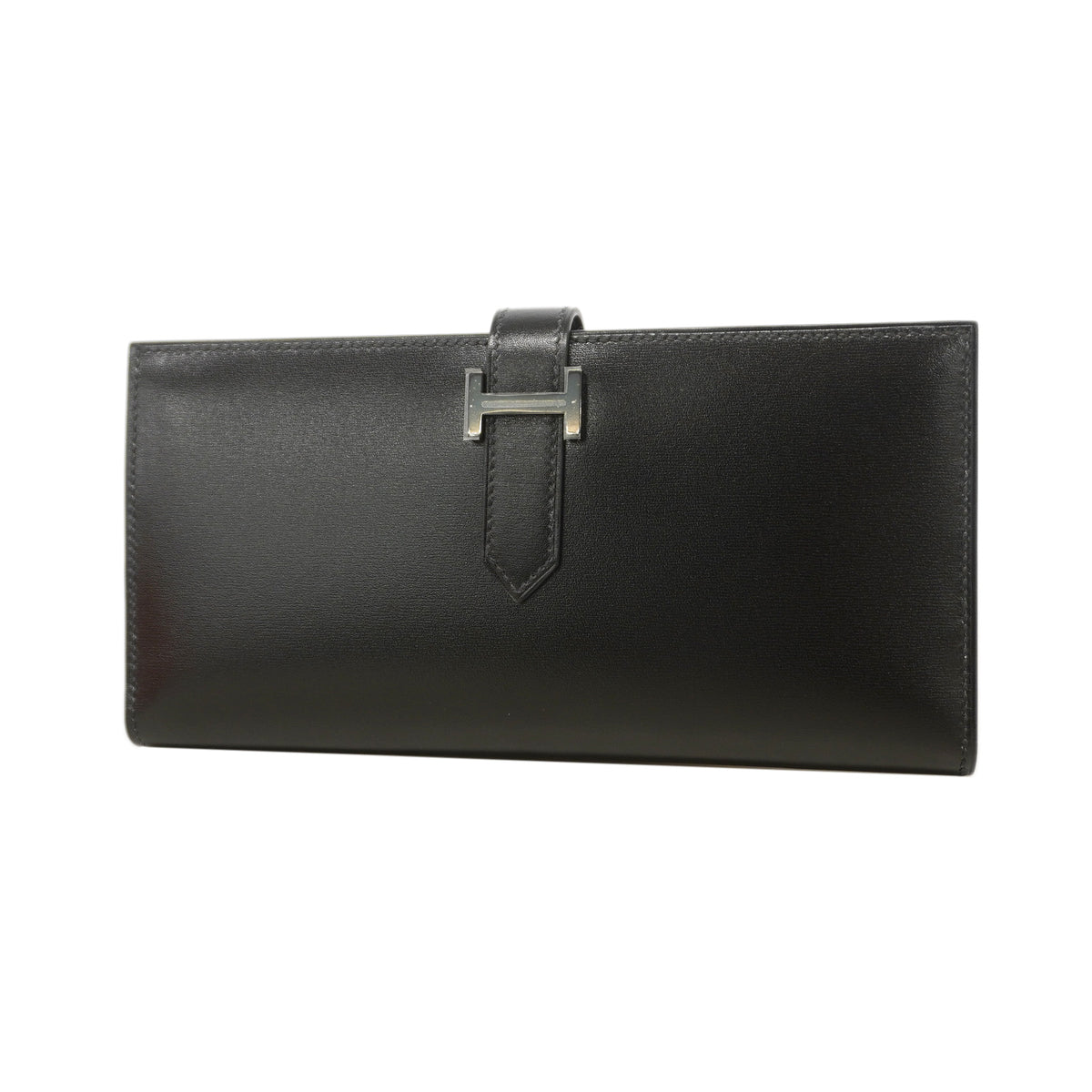 【6ic3099】エルメス 長財布 ベアンスフレ ボックスカーフ ソーブラック シルバー金具 K刻印【中古】メンズ レディース ユニセックス
