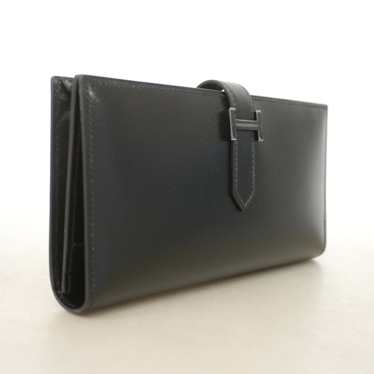 【6ic3099】エルメス 長財布 ベアンスフレ ボックスカーフ ソーブラック シルバー金具 K刻印【中古】メンズ レディース ユニセックス