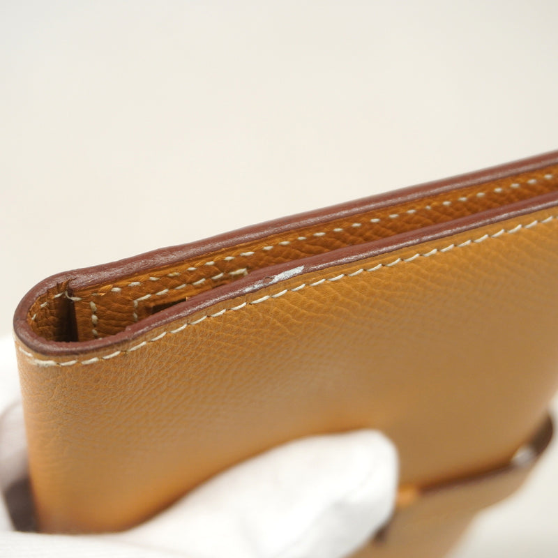 【6ic3100】エルメス 長財布 ベアン ヴォーエプソン ナチュラルサブレ シルバー金具 □J刻印【中古】レディース