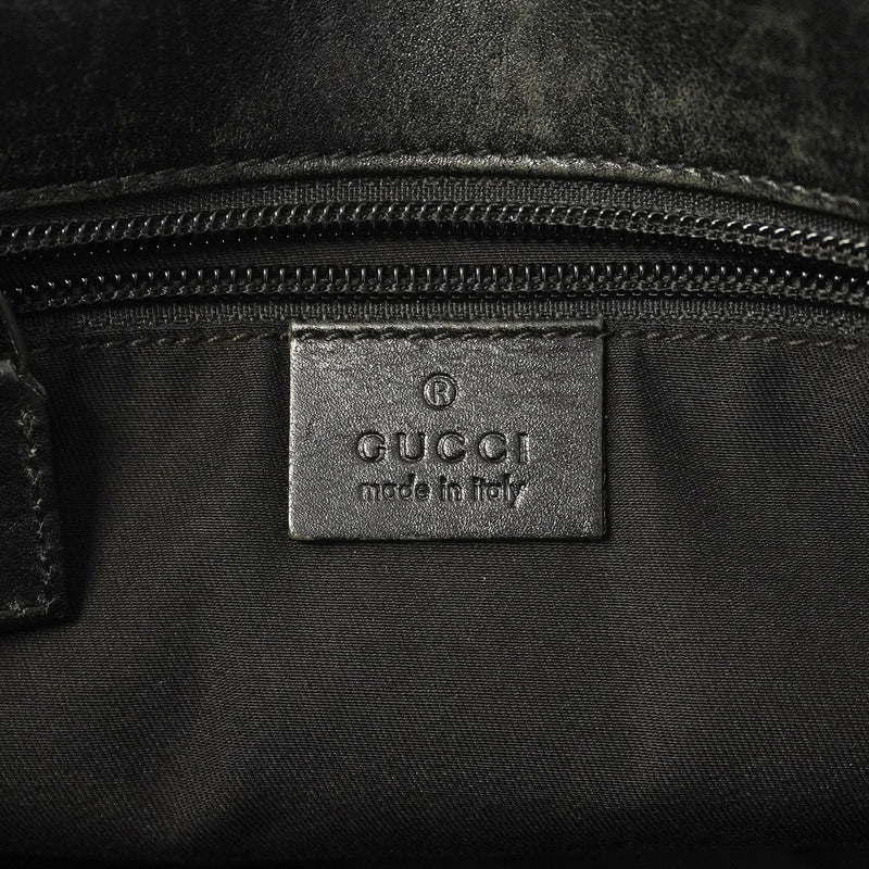 【6ic3104】グッチ ショルダーバッグ グッチシマ 145840 レザー ブラック シルバー金具【中古】メンズ