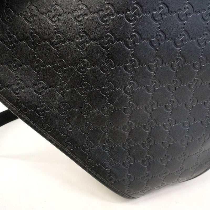 【6ic3104】グッチ ショルダーバッグ グッチシマ 145840 レザー ブラック シルバー金具【中古】メンズ