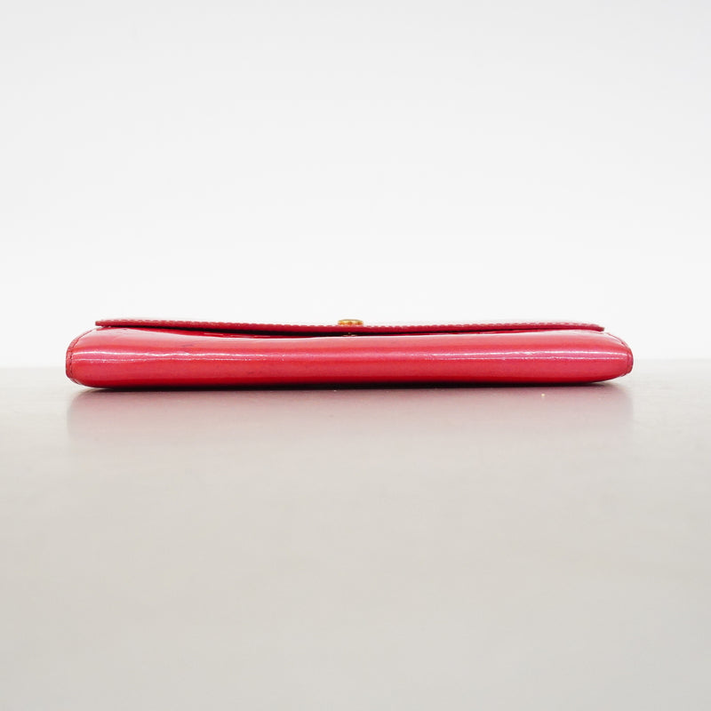 【6ic3110】ルイヴィトン 長財布 ヴェルニ ポシェットポルトモネクレディ M91236 フューシャピンク【中古】レディース