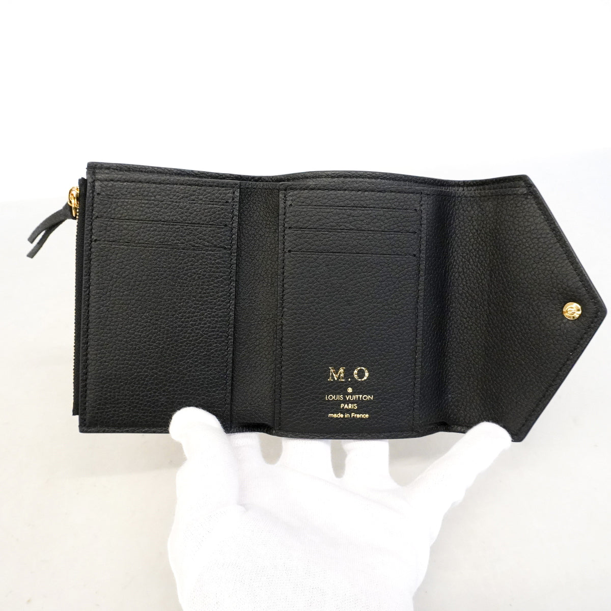 【6ic3112】ルイヴィトン 三つ折り財布 モノグラム・アンプラント バイカラー ポルトフォイユヴィクトリーヌ M80968 ブラック ベージュ【中古】レディース