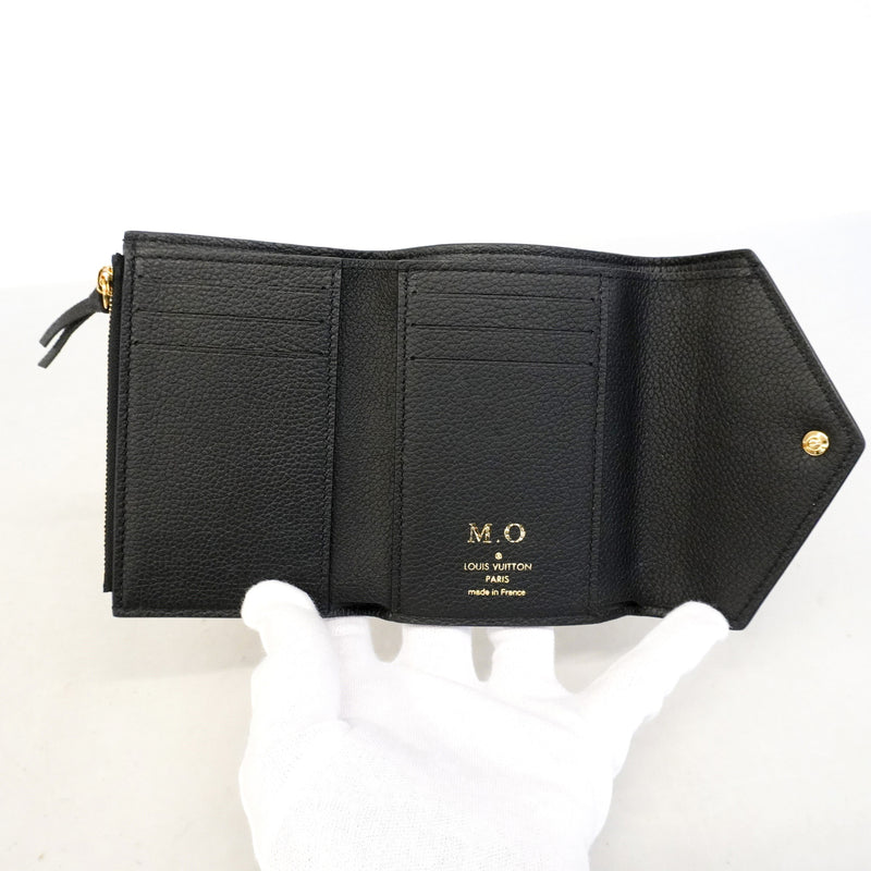 【6ic3112】ルイヴィトン 三つ折り財布 モノグラム・アンプラント バイカラー ポルトフォイユヴィクトリーヌ M80968 ブラック ベージュ【中古】レディース