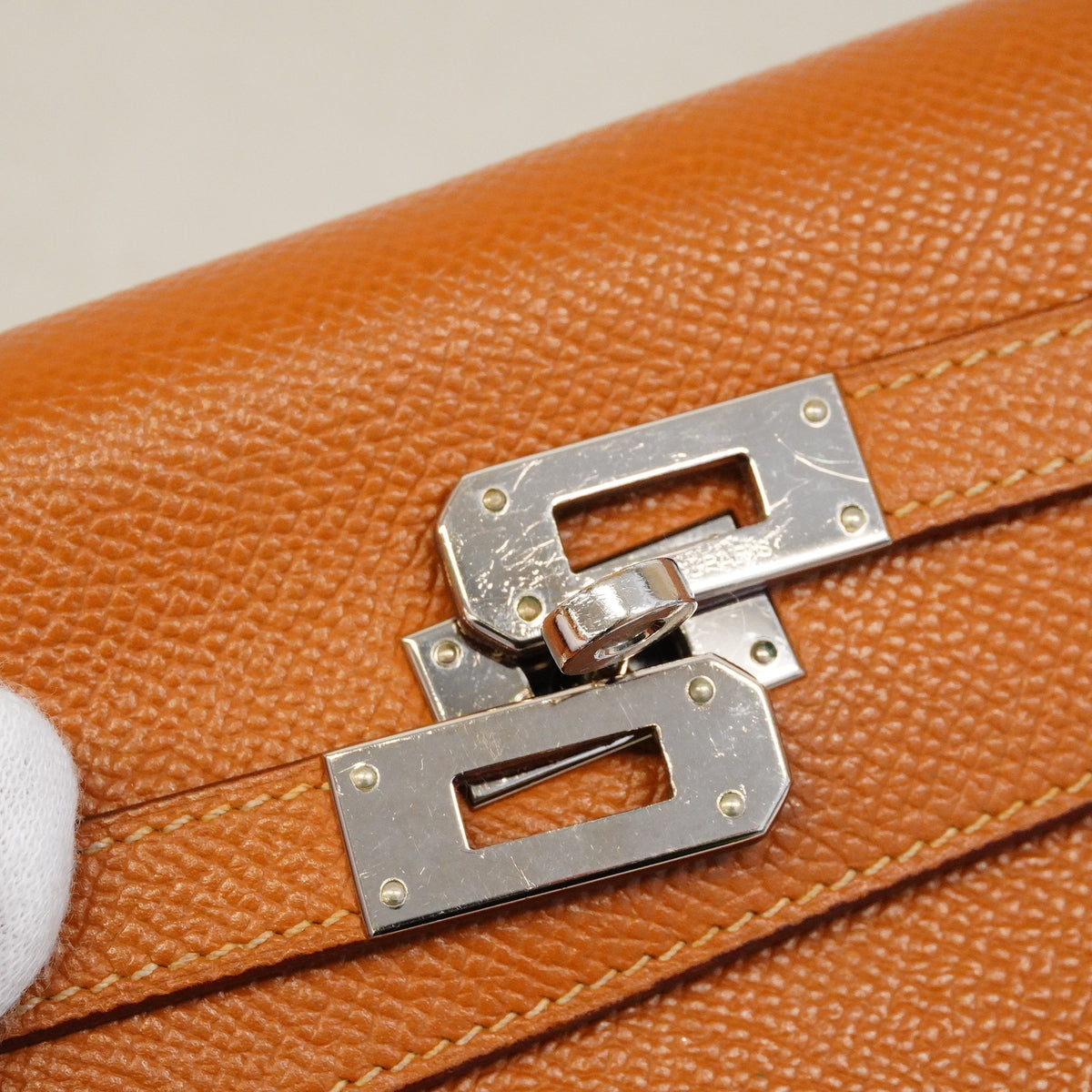 【6ic3117】エルメス 長財布 ケリーロング ヴォーエプソン ゴールド シルバー金具 □P刻印【中古】メンズ レディース ユニセックス