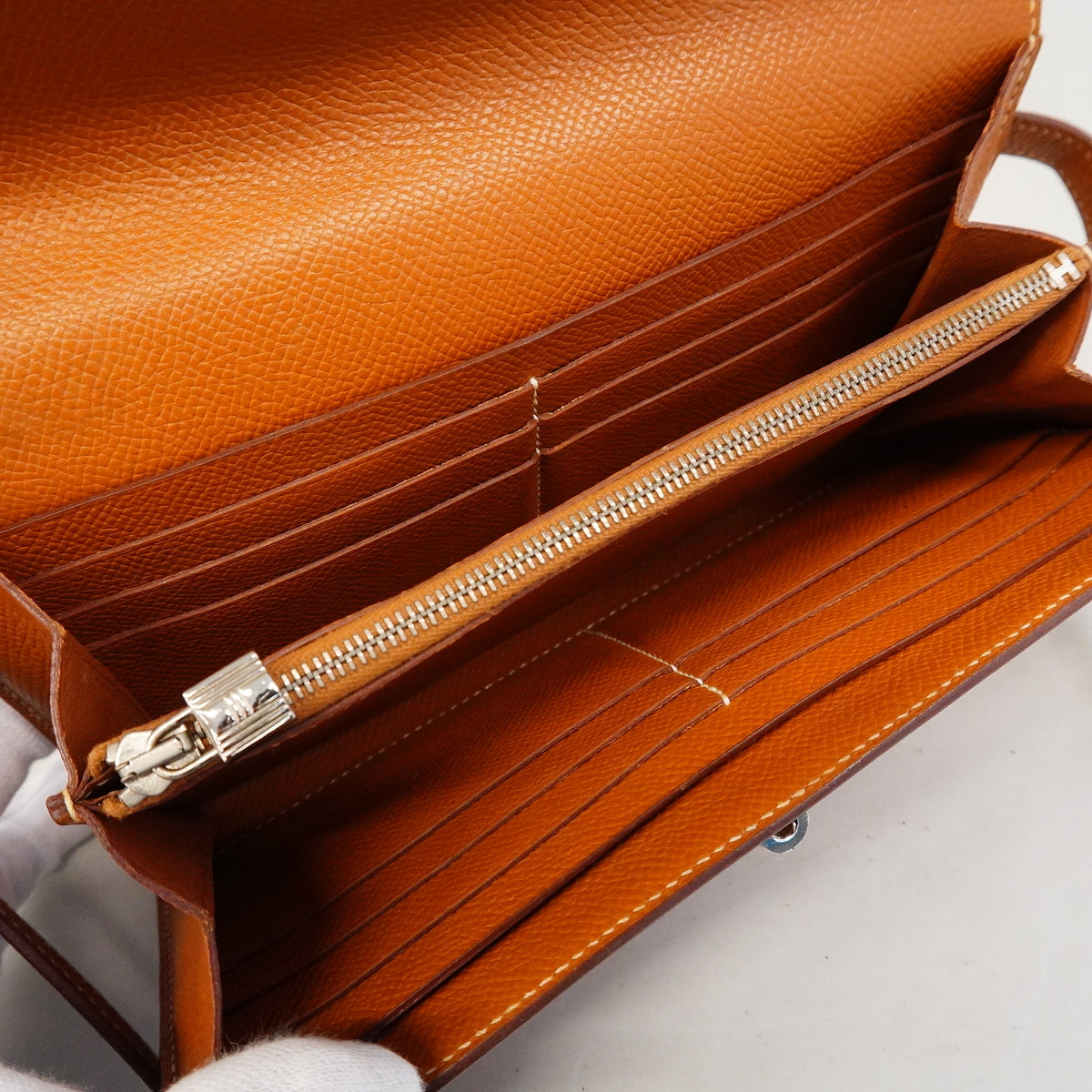 【6ic3117】エルメス 長財布 ケリーロング ヴォーエプソン ゴールド シルバー金具 □P刻印【中古】メンズ レディース ユニセックス