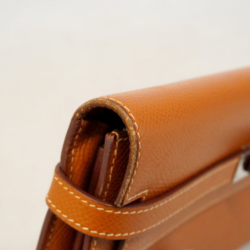 【6ic3117】エルメス 長財布 ケリーロング ヴォーエプソン ゴールド シルバー金具 □P刻印【中古】メンズ レディース ユニセックス