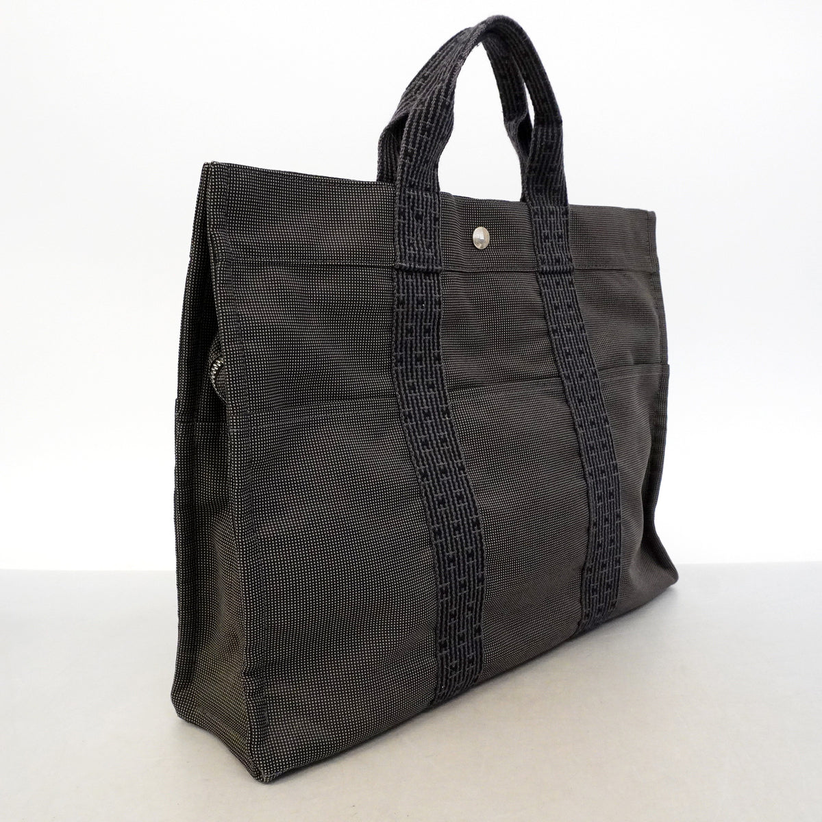 【6ic3118】エルメス トートバッグ エールラインMM ナイロン グレー シルバー金具【中古】メンズ レディース ユニセックス