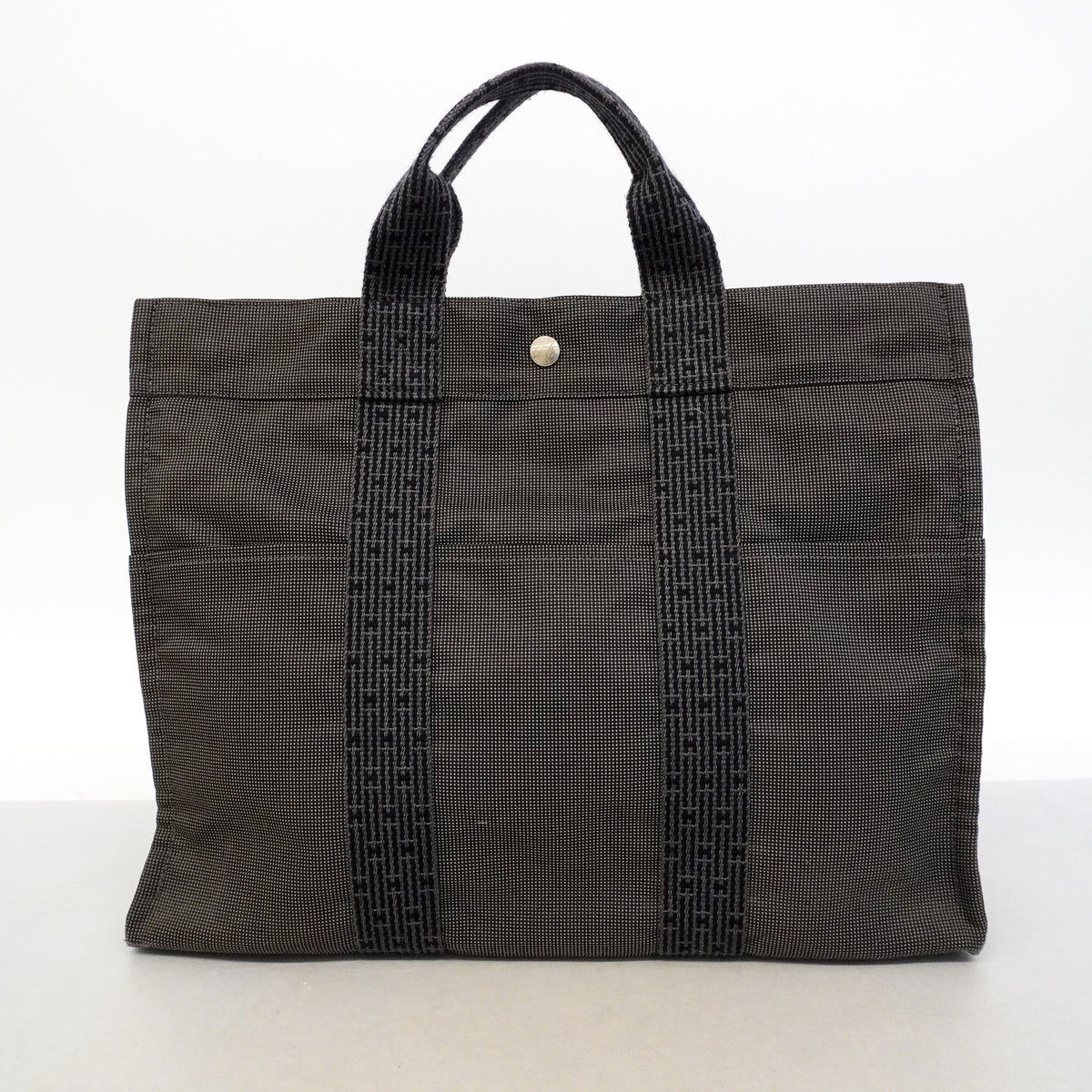 【6ic3118】エルメス トートバッグ エールラインMM ナイロン グレー シルバー金具【中古】メンズ レディース ユニセックス