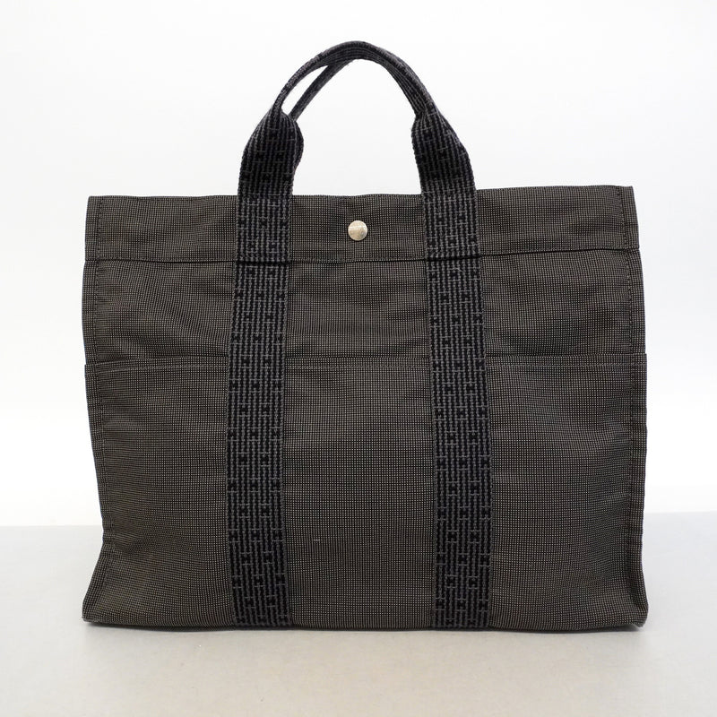 【6ic3118】エルメス トートバッグ エールラインMM ナイロン グレー シルバー金具【中古】メンズ レディース ユニセックス
