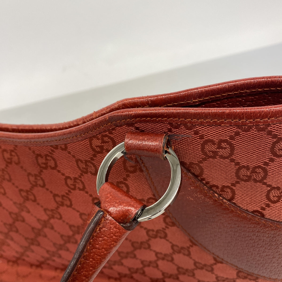 【6ic3129】グッチ トートバッグ GGキャンバス 113015 キャンバス レッド シルバー金具【中古】レディース