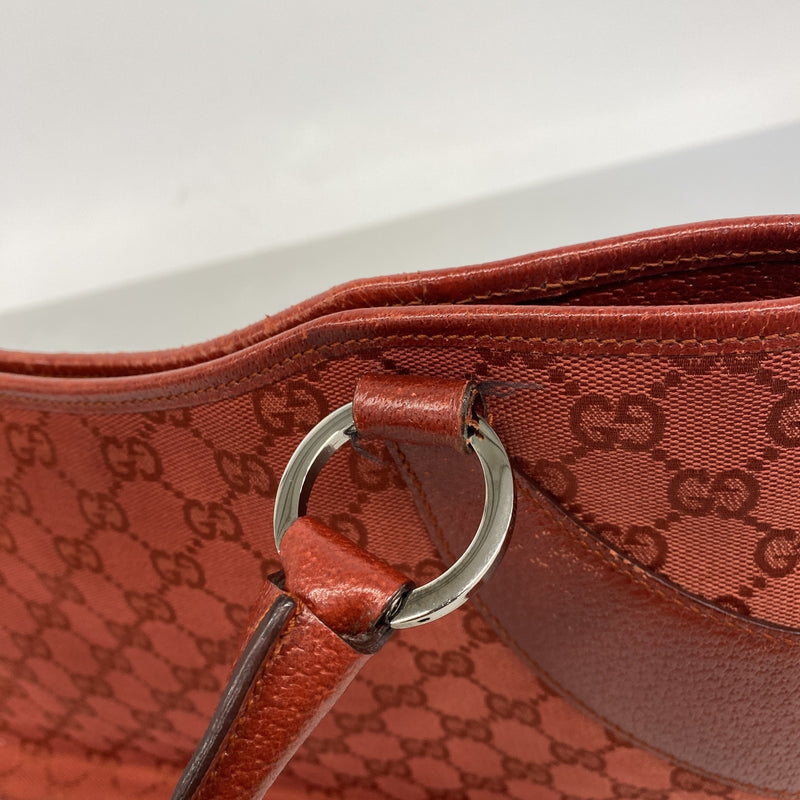 【6ic3129】グッチ トートバッグ GGキャンバス 113015 キャンバス レッド シルバー金具【中古】レディース