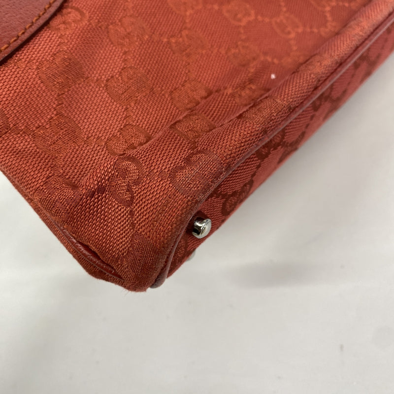 【6ic3129】グッチ トートバッグ GGキャンバス 113015 キャンバス レッド シルバー金具【中古】レディース