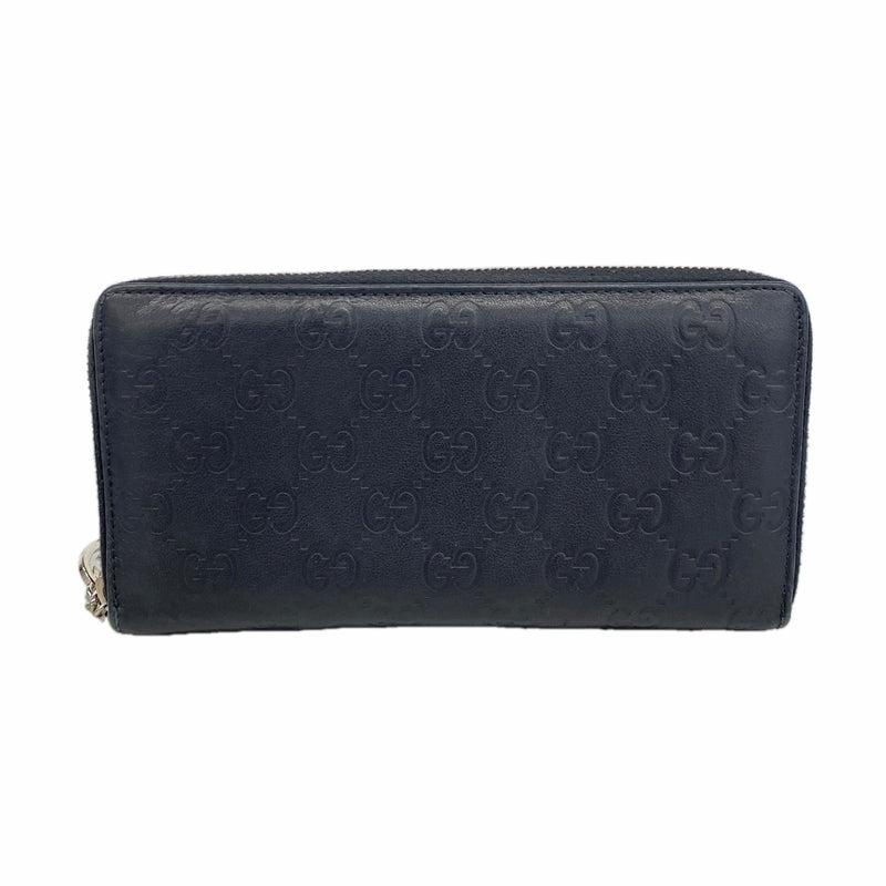 【6ic3130】グッチ 長財布 グッチシマ 233025 レザー ブラック シルバー金具【中古】メンズ
