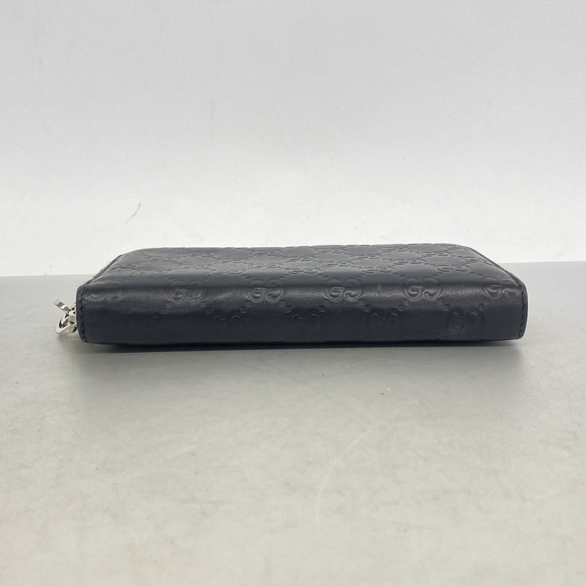 【6ic3130】グッチ 長財布 グッチシマ 233025 レザー ブラック シルバー金具【中古】メンズ