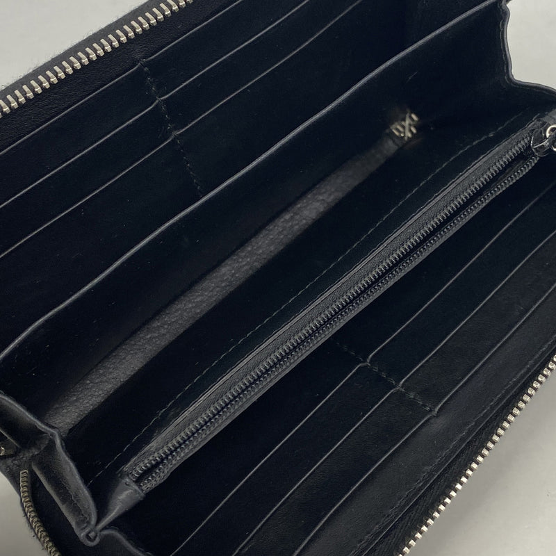 【6ic3130】グッチ 長財布 グッチシマ 233025 レザー ブラック シルバー金具【中古】メンズ