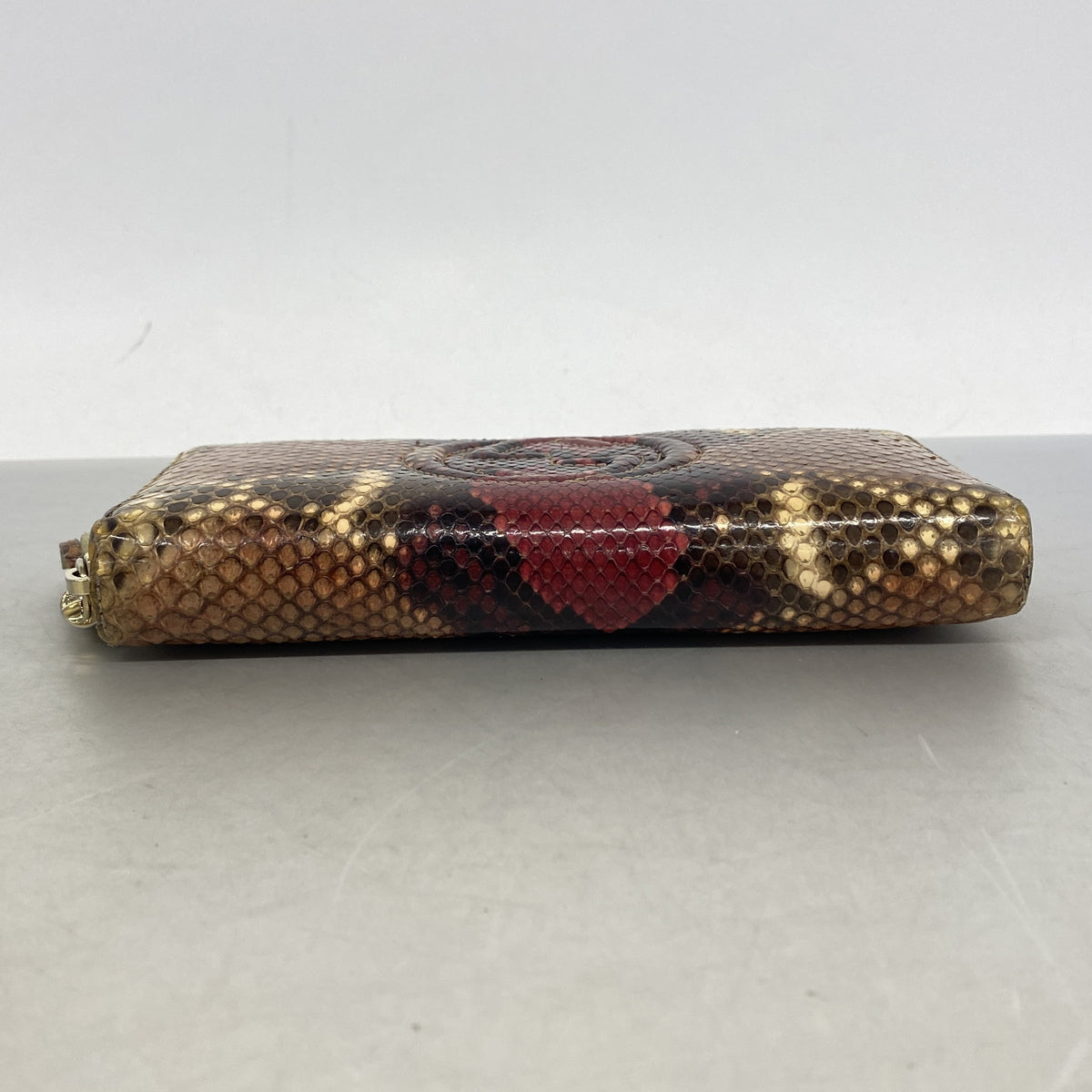 【6ic3131】グッチ 長財布 インターロッキングG 282413 パイソン ブラウン シャンパンゴールド金具【中古】レディース