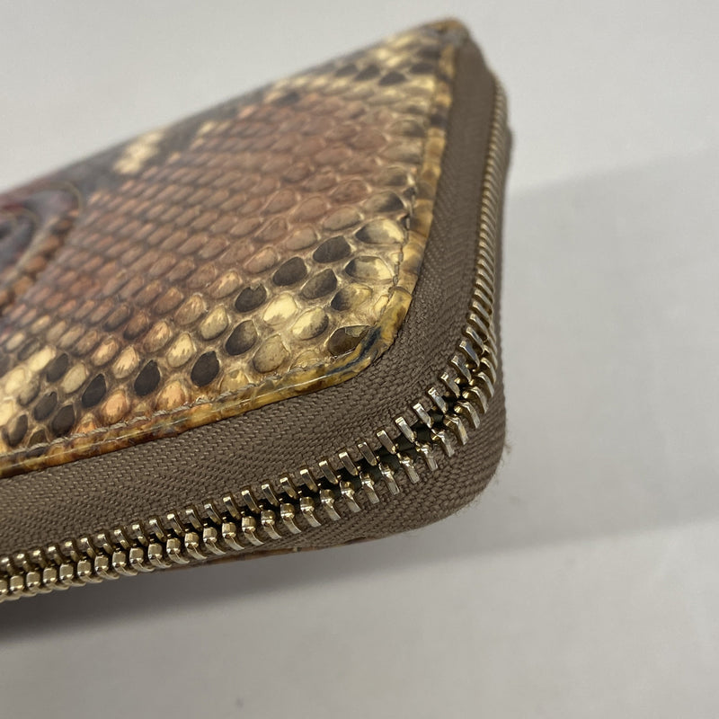 【6ic3131】グッチ 長財布 インターロッキングG 282413 パイソン ブラウン シャンパンゴールド金具【中古】レディース