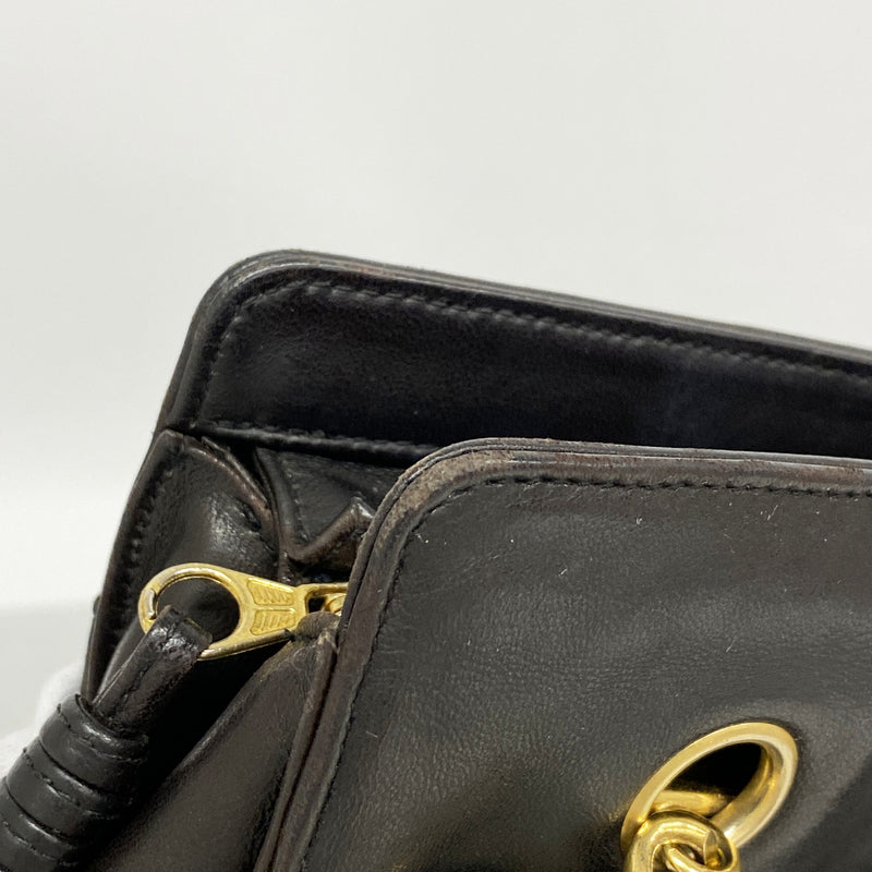 【6ic3133】シャネル チェーントート ラムスキン ブラック ゴールド金具【中古】レディース
