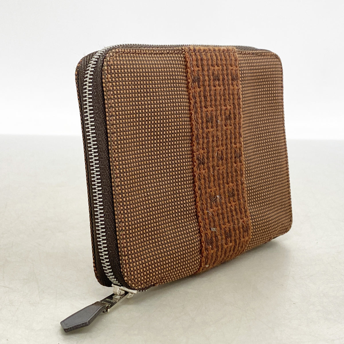 【6ic3142】エルメス コインケース エールラインパースPM ナイロン ブラウン シルバー金具【中古】メンズ レディース ユニセックス