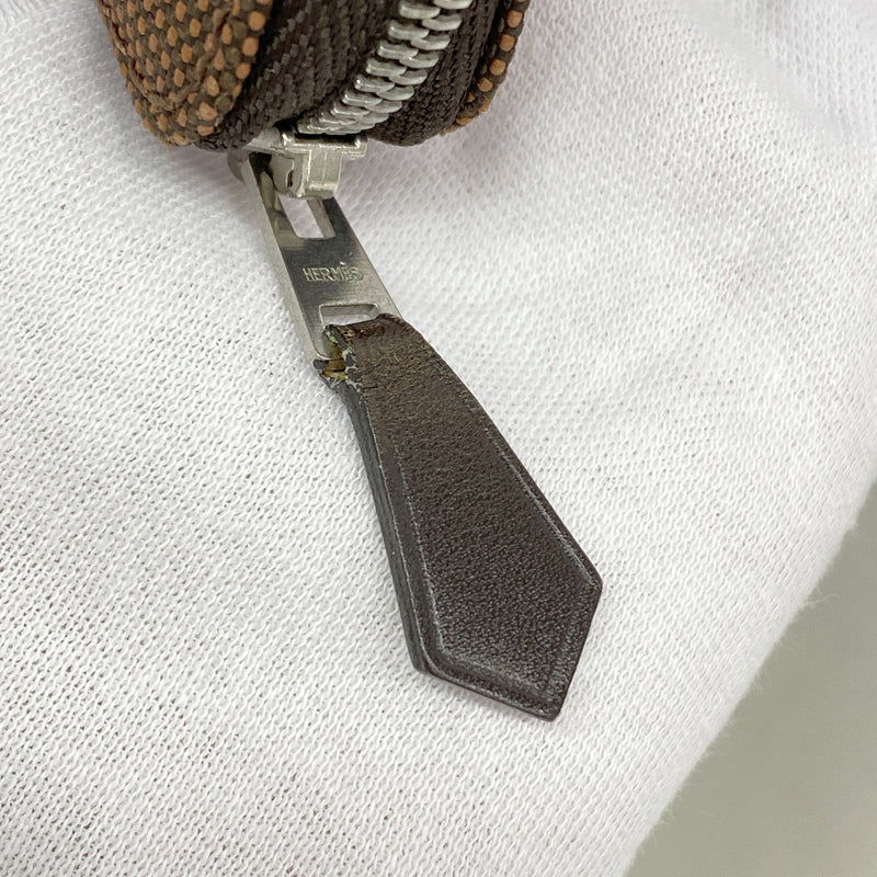 【6ic3142】エルメス コインケース エールラインパースPM ナイロン ブラウン シルバー金具【中古】メンズ レディース ユニセックス