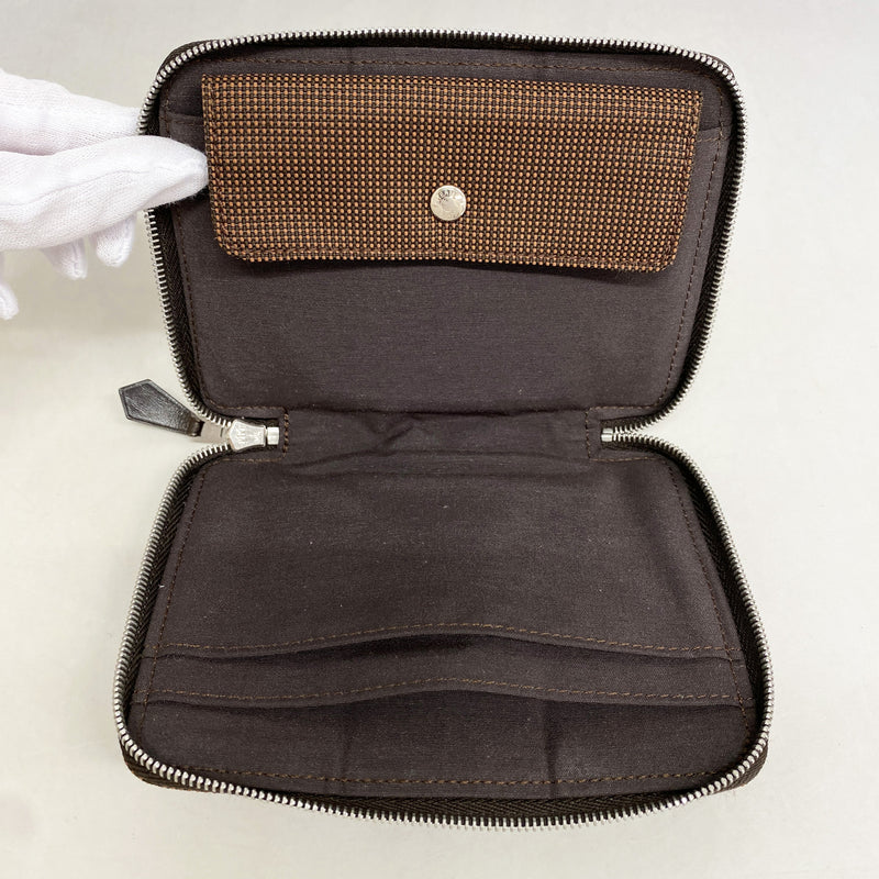 【6ic3142】エルメス コインケース エールラインパースPM ナイロン ブラウン シルバー金具【中古】メンズ レディース ユニセックス