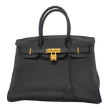 【6ic3183-g】エルメス ハンドバッグ バーキン30 トゴ ブラック ゴールド金具 C刻印【中古】レディース