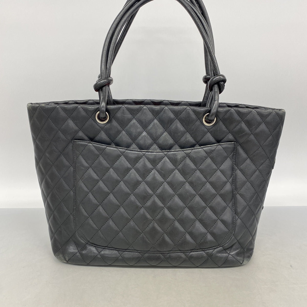 【6ic3192】シャネル トートバッグ カンボン ラムスキン ブラック シルバー金具【中古】レディース