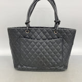 【6ic3192】シャネル トートバッグ カンボン ラムスキン ブラック シルバー金具【中古】レディース