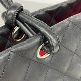 【6ic3192】シャネル トートバッグ カンボン ラムスキン ブラック シルバー金具【中古】レディース