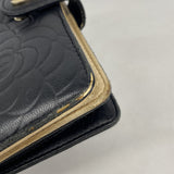 【6ic3243】シャネル 財布 カメリア ラムスキン ブラック ゴールド金具【中古】レディース
