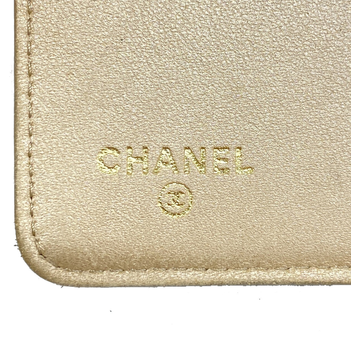 【6ic3243】シャネル 財布 カメリア ラムスキン ブラック ゴールド金具【中古】レディース