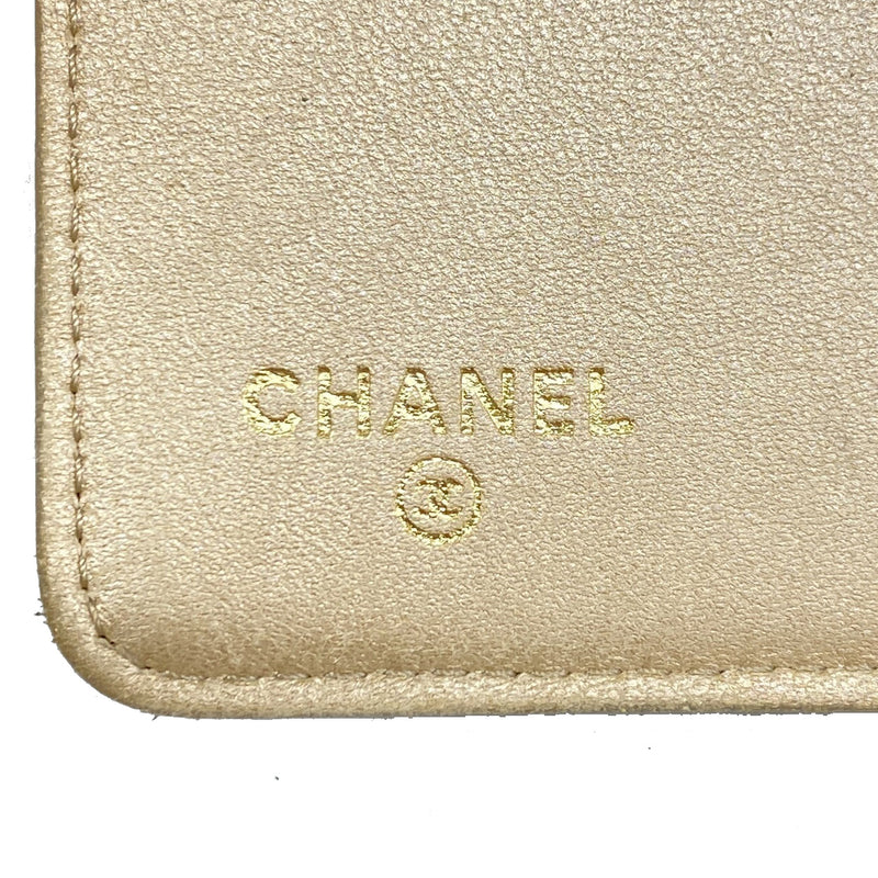 【6ic3243】シャネル 財布 カメリア ラムスキン ブラック ゴールド金具【中古】レディース
