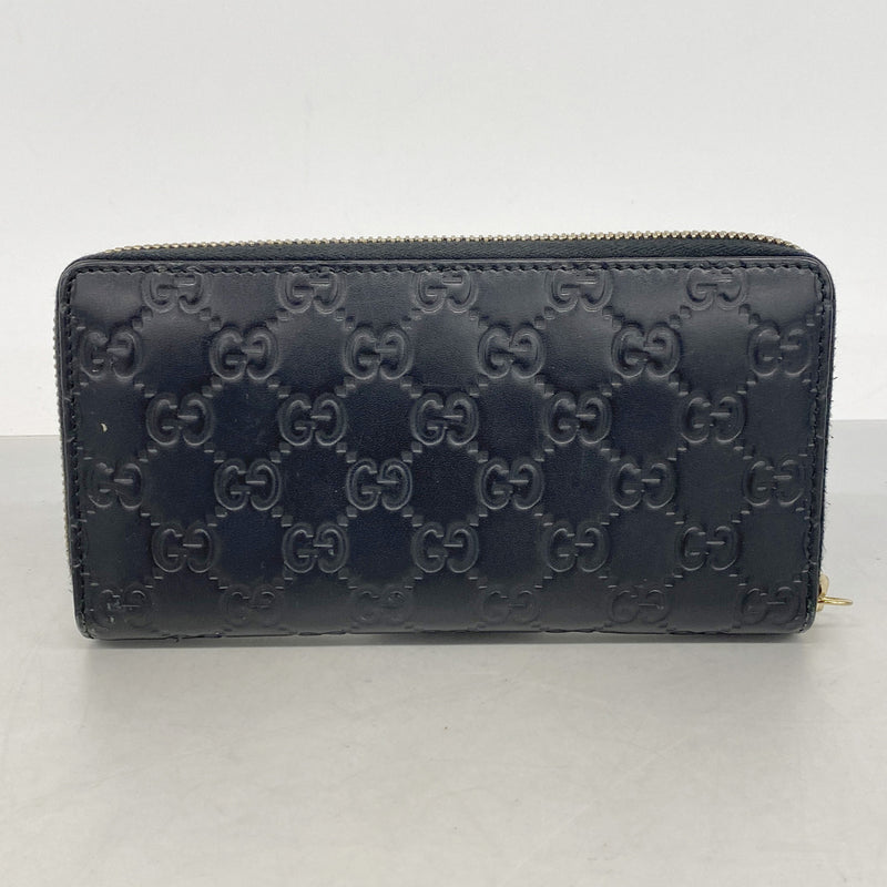【6ic3244】グッチ 長財布 グッチシマ 409342 レザー ブラック ゴールド金具【中古】レディース