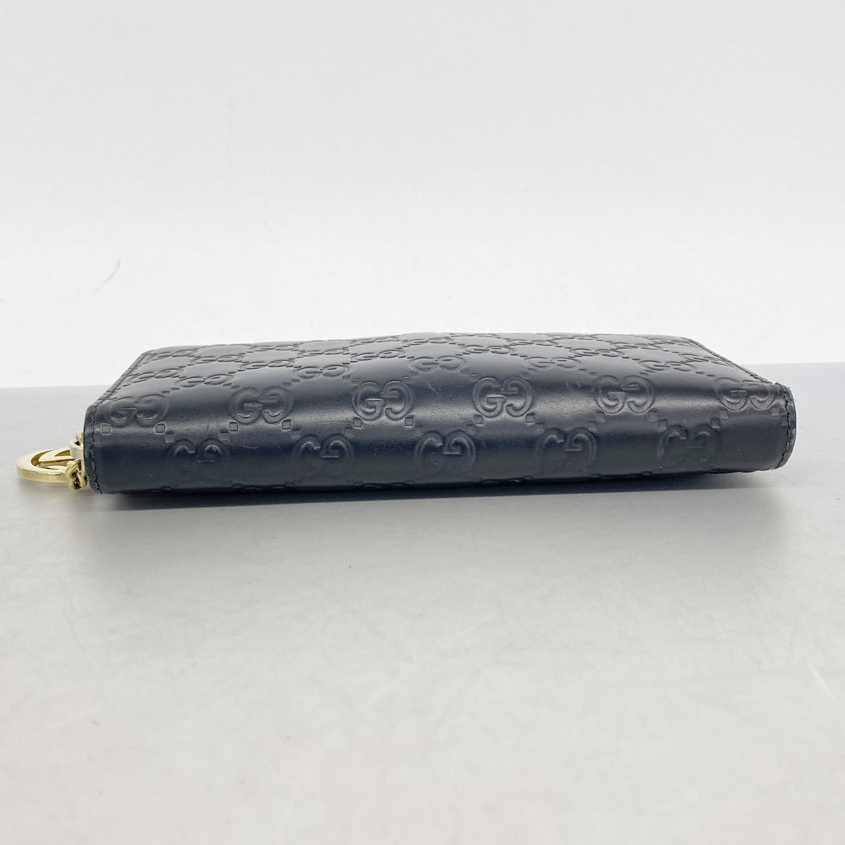 【6ic3244】グッチ 長財布 グッチシマ 409342 レザー ブラック ゴールド金具【中古】レディース